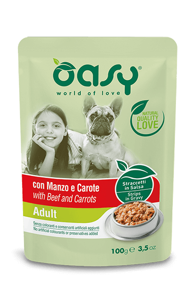 Oasy Straccetti In Salsa Con Manzo E Carote Per Cani Adulti Bustina 100g-2