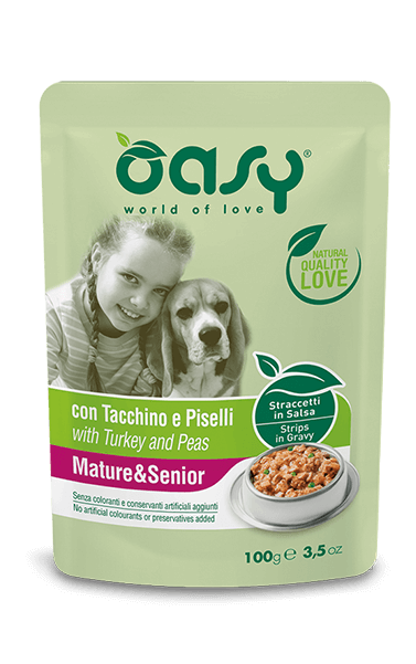 Oasy Straccetti In Salsa Con Tacchino E Piselli Per Cani Adulti/Anziani Bustina 100g-2