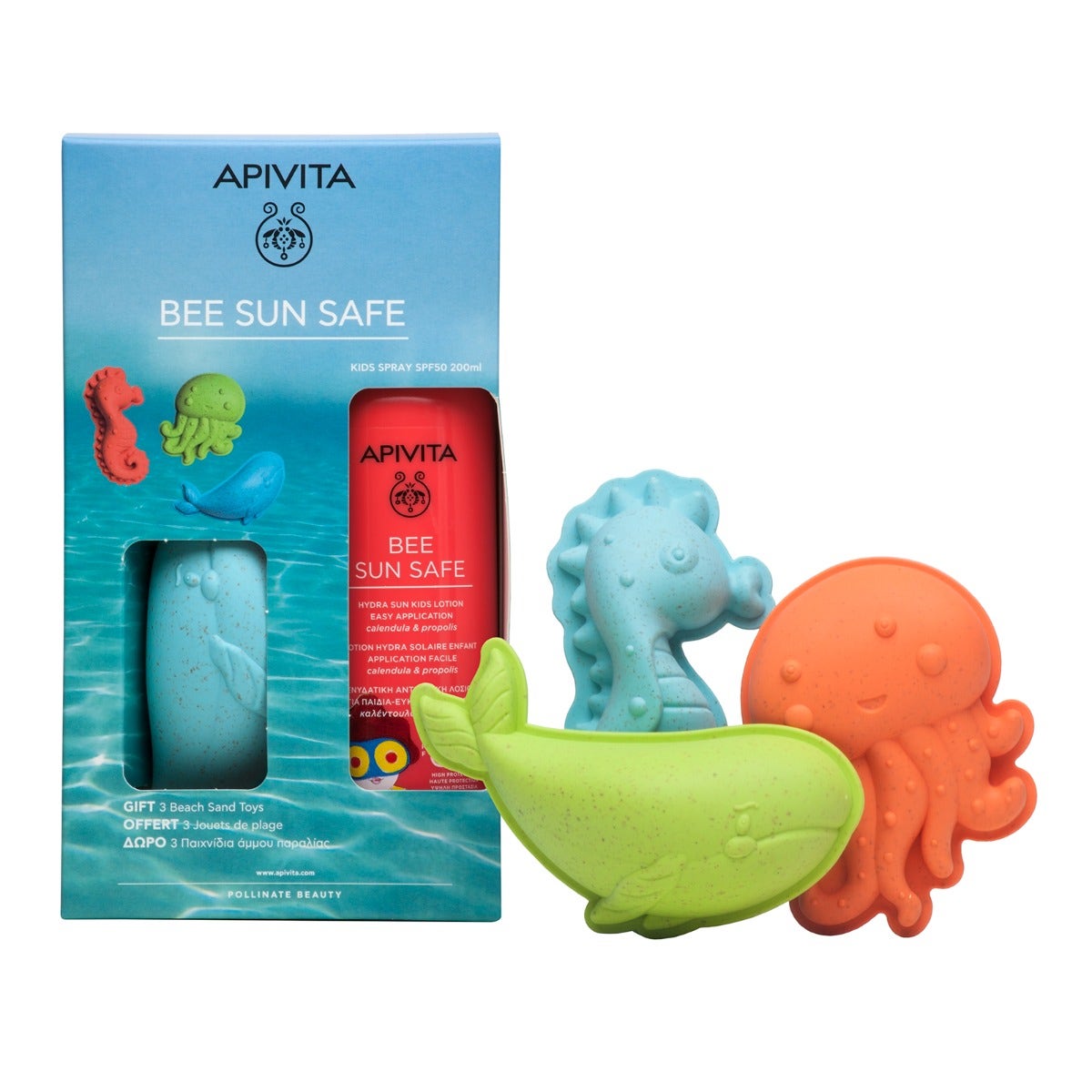 Apivita Bee Sun Safe Lozione Spray Hydra Sun Bambino SPF50 200ml + 3 Giocattoli Da Spiaggia-3