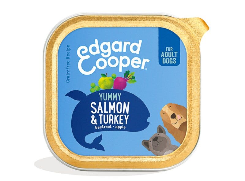Edgard & Cooper Adult Salmone E Tacchino Allevato A Terra Senza Cereali Cibo Umido per Cani 150g-1