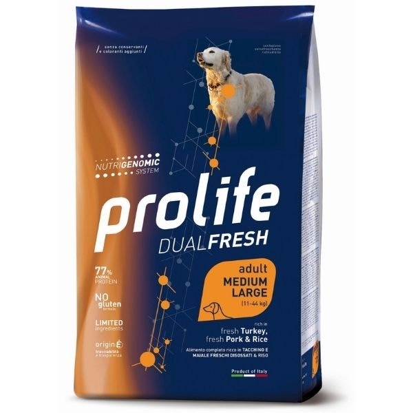 Prolife Dog Dual Fresh Adult Medium/Large Turkey Pork & Rice 2,5Kg-2