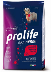 Prolife Dog Grain Free Sensitive Beef & Potato Cibo Secco Per Cani Adulti Taglia Media/Grande Sacco 10 Kg-2