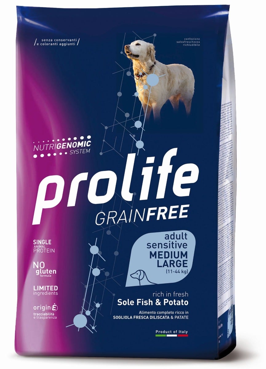Prolife Dog Grain Free Sensitive Sole Fish & Potato Cibo Secco Per Cani Adulti Taglia Media/Grande Sacco 10 Kg-3