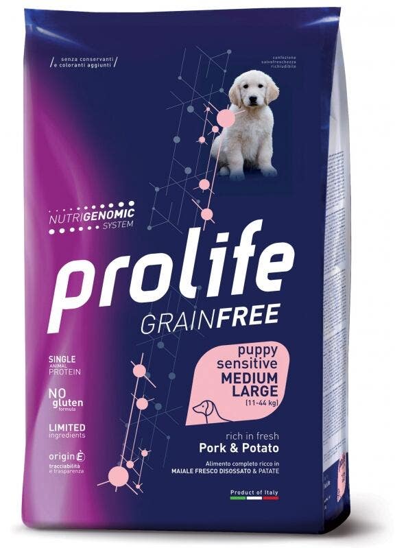 Prolife Dog Grain Free Sensitive Pork & Potato Cibo Secco Per Cani Cuccioli Taglia Media/Grande Sacco 10 Kg-2