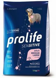 Prolife Dog Sensitive Pork & Rice Cibo Secco Per Cani Adulti Taglia Media/Grande Sacco 10 kg-2