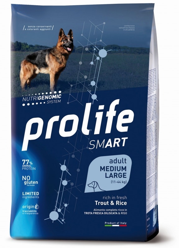 Prolife Dog Smart Trout & Rice Cibo Secco Per Cani Adulti Taglia Media/Grande Sacco 12 Kg-2