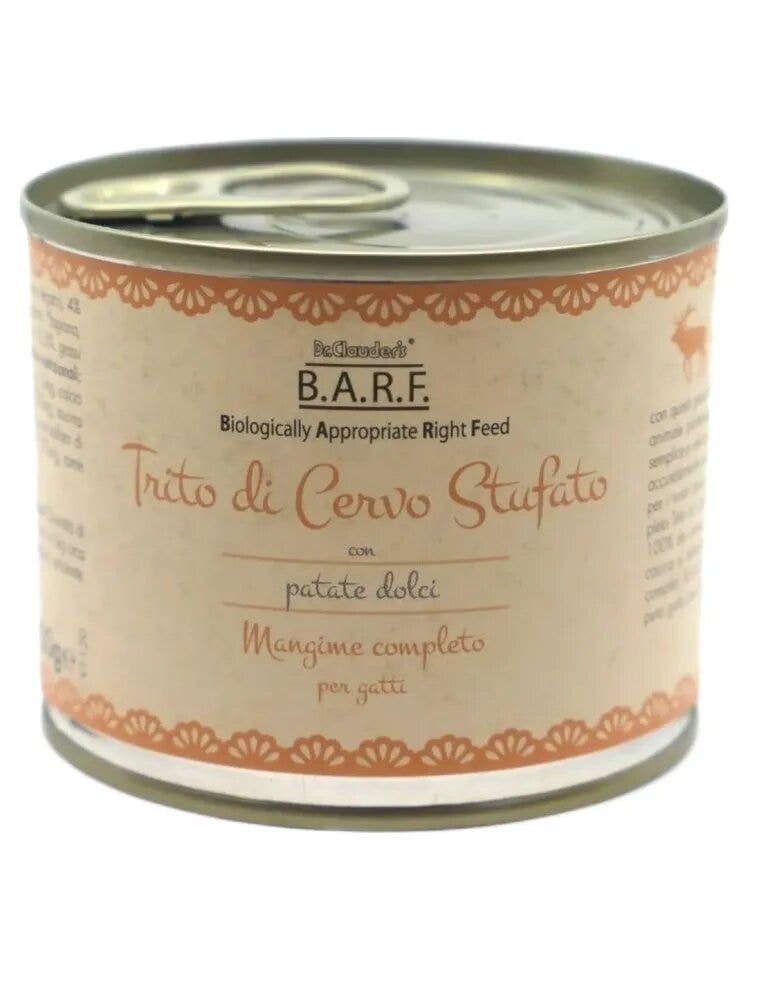 Barf Trito Di Cervo Con Patate Dolci Menù Completo Per Gatti 200g-1