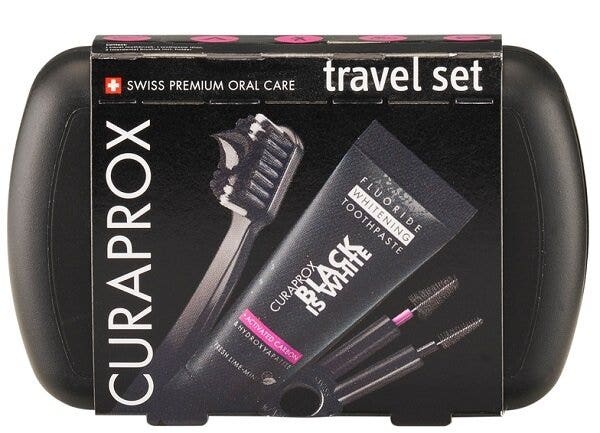 Curaprox Black is White Travel Set Dentifricio 10ml + Spazzolino-1
