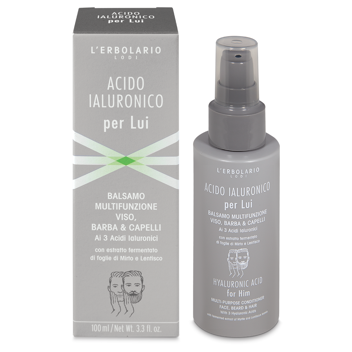 L'Erbolario Balsamo Viso Barba Capelli Acido Ialuronico Per Lui 100ml-2
