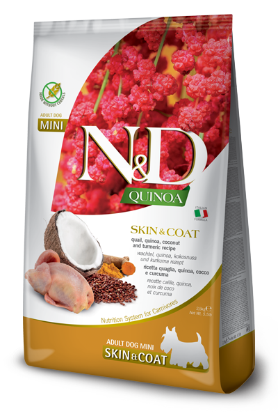 Farmina N&D Quinoa Dog Skin&Coat Quaglia Cocco E Curcuma Per Cani Adulti Taglia Mini Sacco 2,kg-2