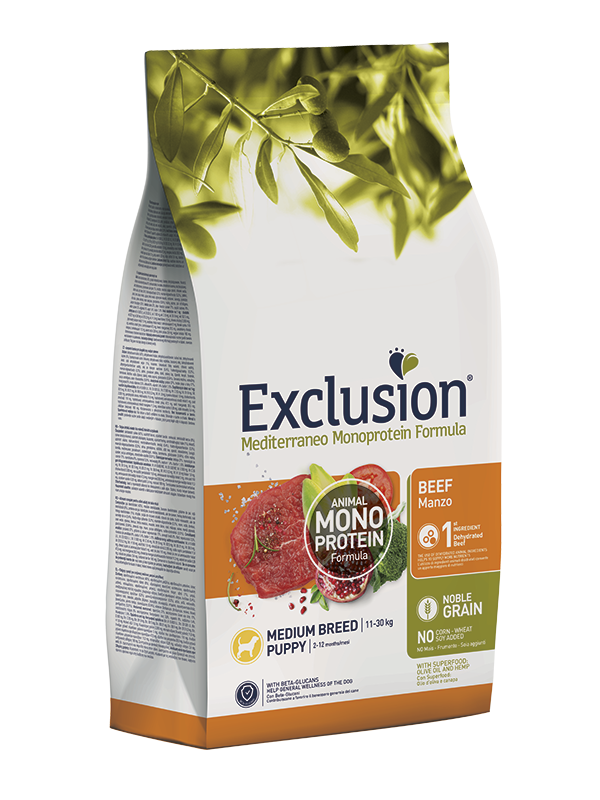 Exclusion Mediterraneo Monoprotein Noble Grain Puppy Beef Medium 12kg-1