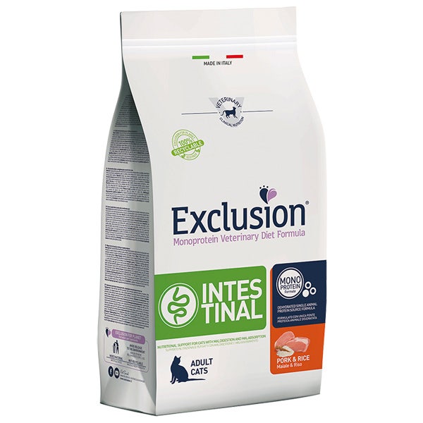Exclusion Diet Intestinal Cat Maiale e Riso Cibo Secco Per Gatti 1,5kg-4
