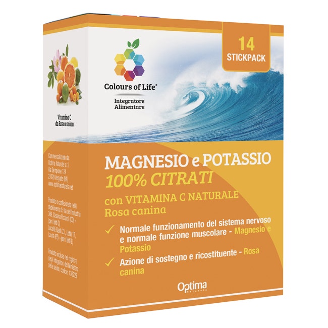 Colours Of Life Magnesio E Potassio 100% Citrati Con  Vitamina C Naturale 14 Stickpack-1