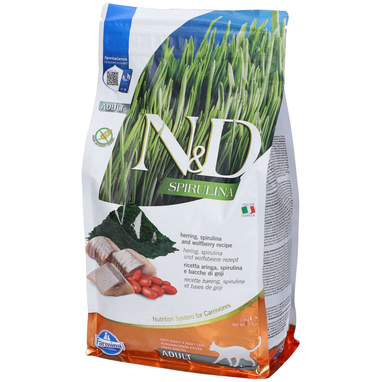 Farmina N&D Spirulina Gatto Adult Aringa Per Gatti Adulti 1.5kg-1