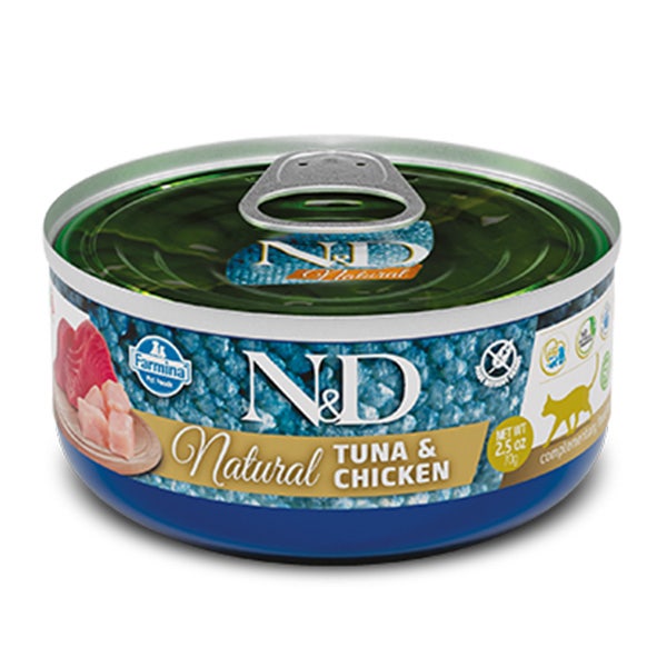 Farmina N&D Natural Tuna E Chicken Cibo Umido Gatti Adulti Lattina 140g-2