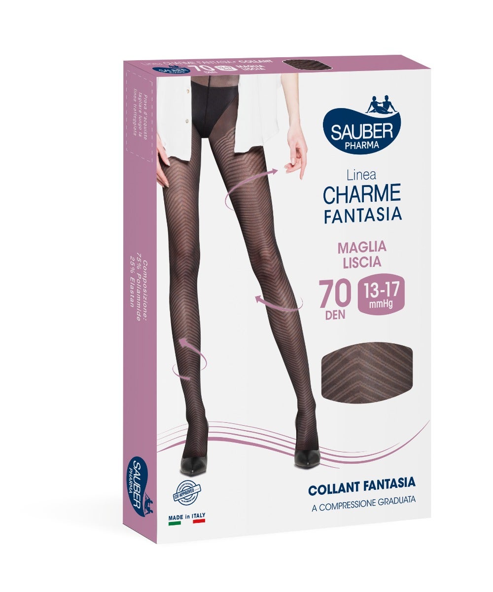 Sauber Linea Charme Fantasia Collant 70 Den Spigata Chic Nero Taglia 3-2