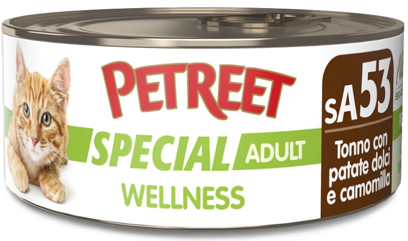 Petreet Wellness Tonno Con Patate Camomilla Cibo Umido Gatto Adulto Barattolo 70g-2