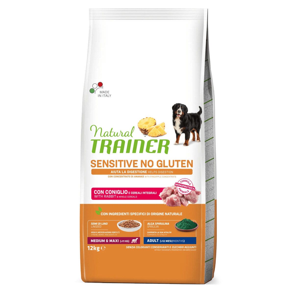 Natural Trainer Sensitive No Gluten Medium & Maxi Adult Con Coniglio Per Cani Adulti 12kg-1