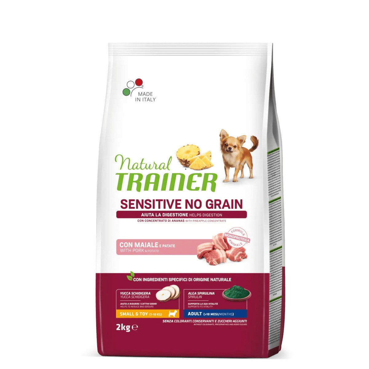 Natural Trainer Sensitive No Grain Small & Toy Adult Con Maiale Per Cani Toy 2kg-1