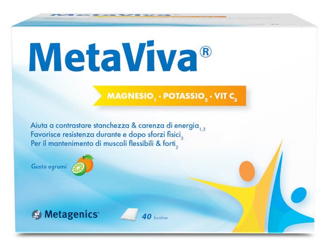 Metagenics Metaviva Magnesio - Potassio - Vitamina C 40 Bustine-1