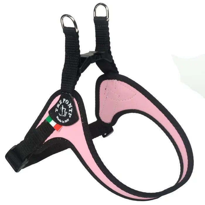 Tre Ponti Pettorina Easy Fit Con Sottopancia Regolabile Bordo Cannetè Rosa Per Cani 4/5kg Taglia 2-1