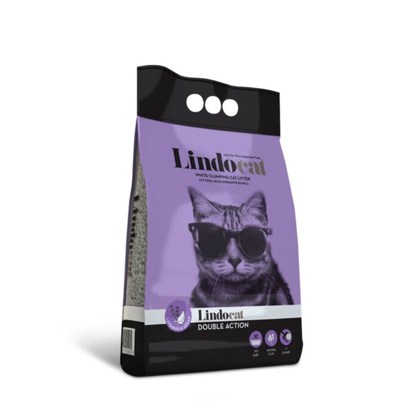 Lindocat Double Action Lettiera Per Gatti Agglomerante Bianca Profumo di Lavanda 10L-1