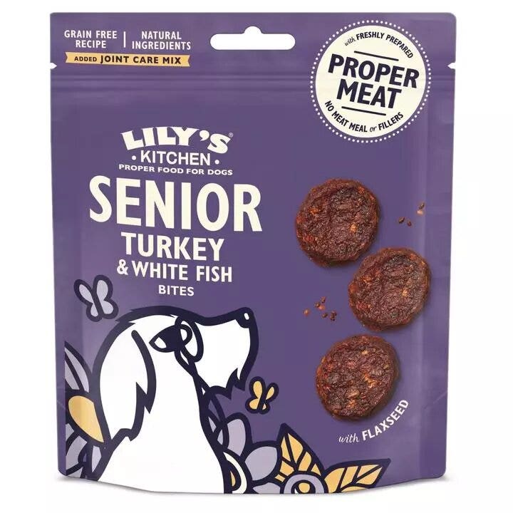 Lily's Kitchen Senior Turkey and White Fish Bites Snacks Dog 70g-1