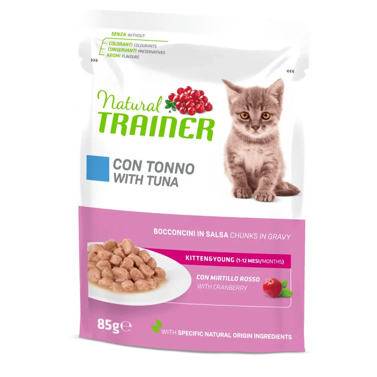 Natural Trainer Kitten & Young Tonno Bocconcini in Salsa Per Gattini 85g-1