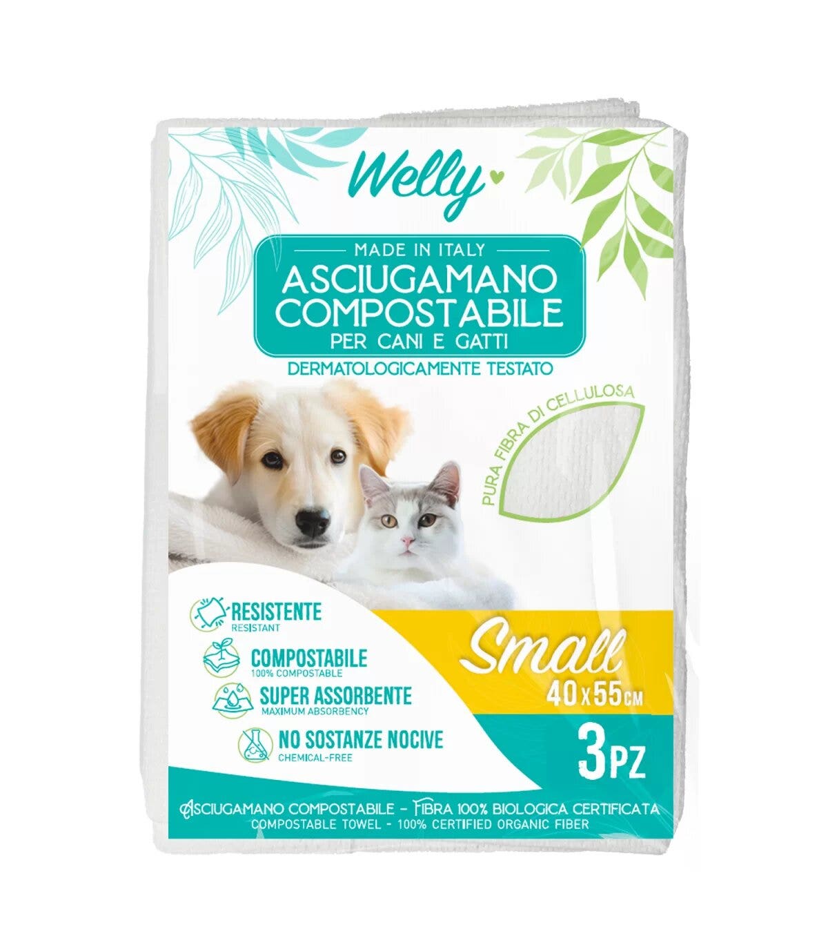 Welly Asciugamano Compostabile Small 40x55 Cm 3 Pezzi-1