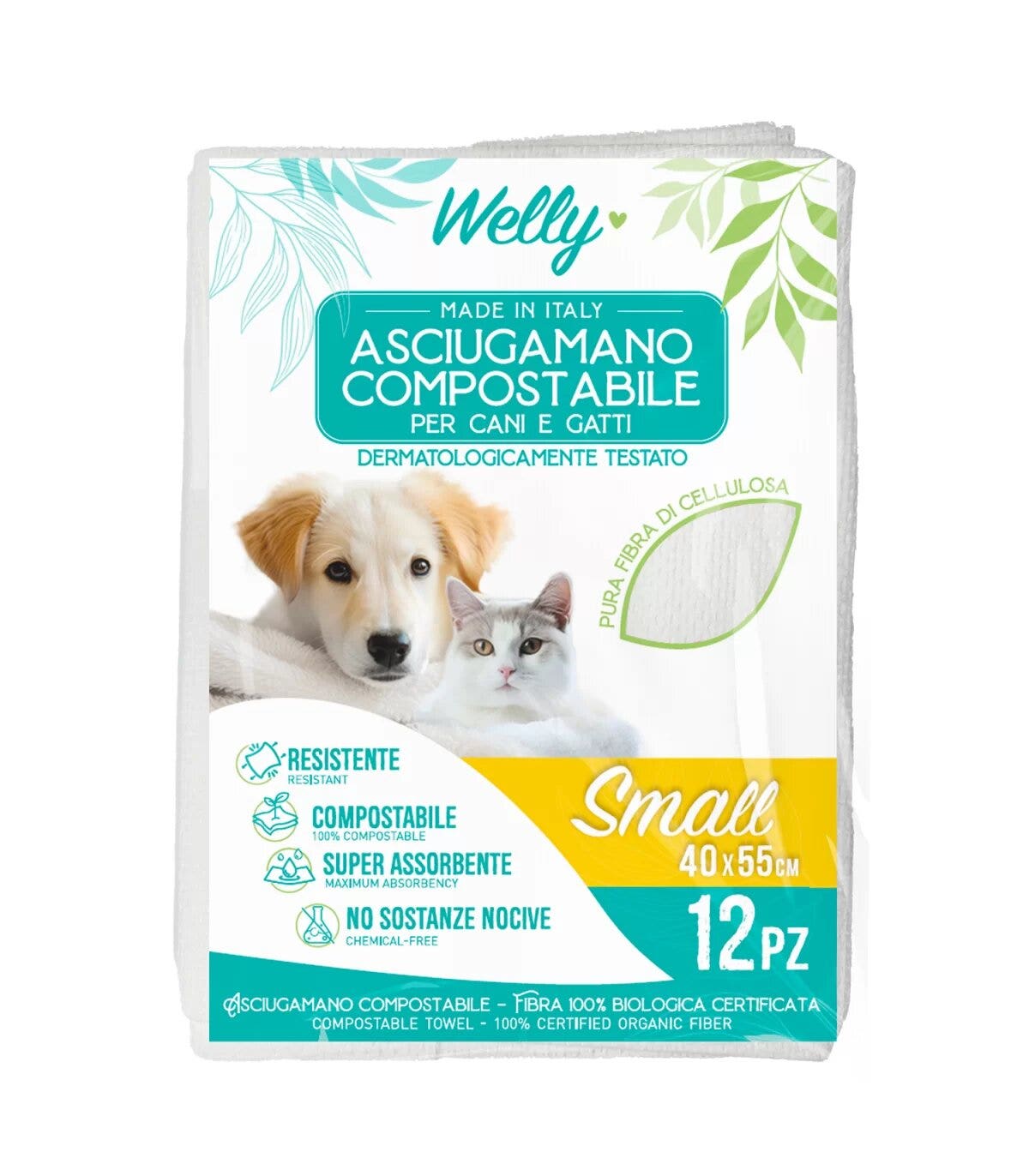 Welly Asciugamano Compostabile Small 40x55 Cm 12 Pezzi-1