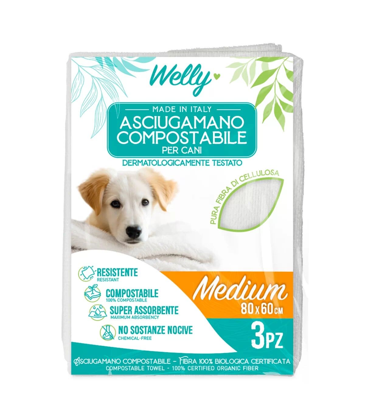 Welly Asciugamano Compostabile Medium 80x60 Cm 3 Pezzi-1