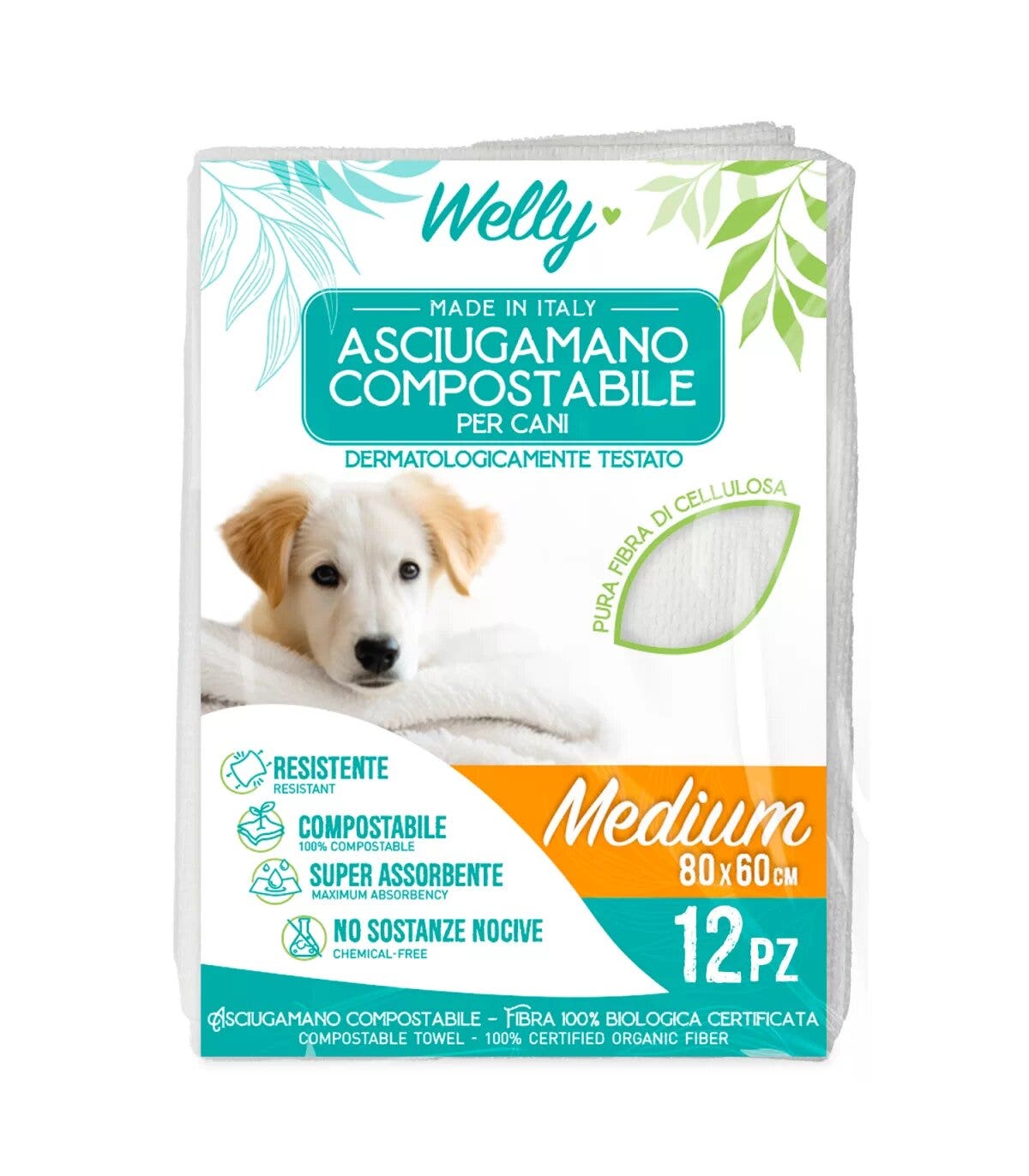 Welly Asciugamano Compostabile Medium 80x60 Cm 12 Pezzi-1