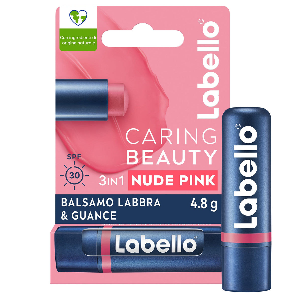 Labello Caring Beauty Lip & Cheek Nude Pink Spf30 Burrocacao Labbra E Guance Colorato Rosa 4,8g