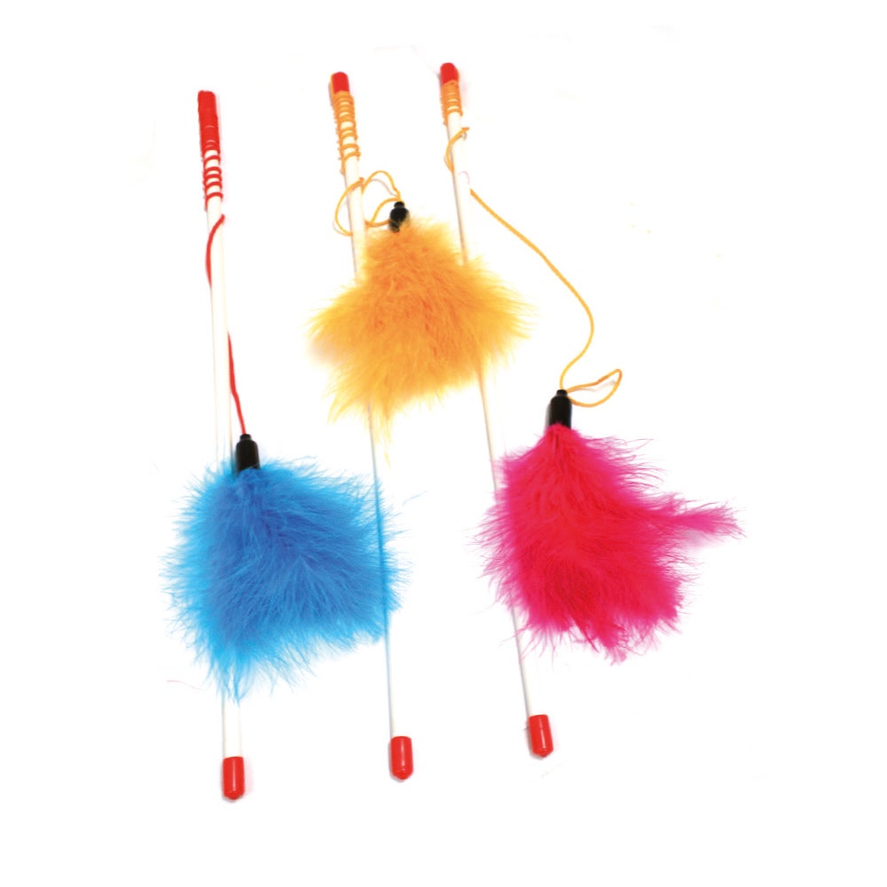 Croci Bacchetta Con Piume Gioco Per Gatti 1 Pezzo Colore Assortito-1