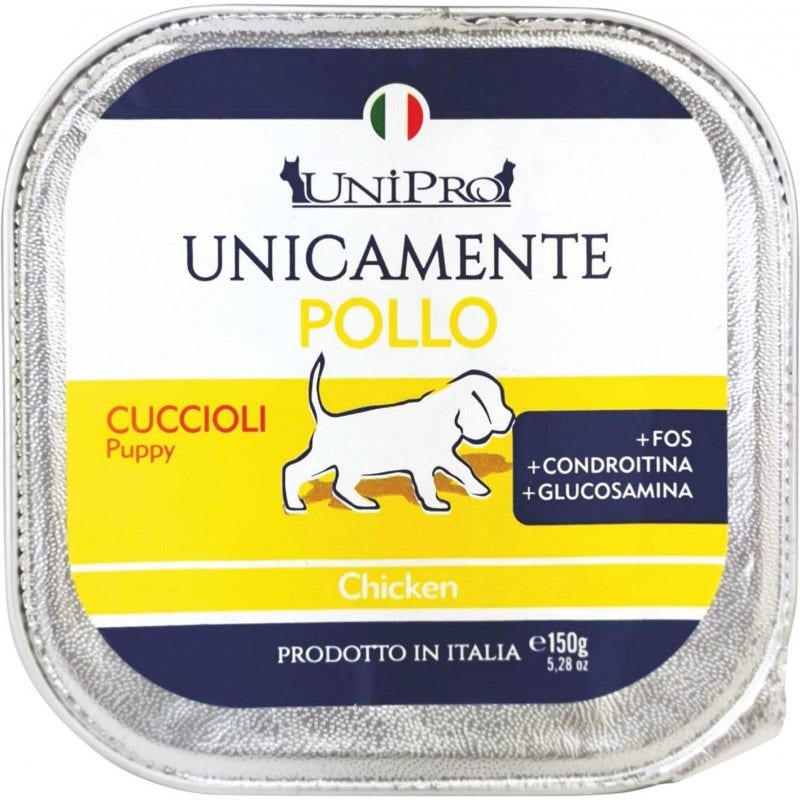 Unipro Unicamente Pollo Cibo Umido Cani Cuccioli Vaschetta 150g-2