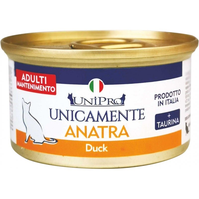 Unipro Unicamente Anatra Cibo Umido Gatti Adulti Barattolo 85g-2