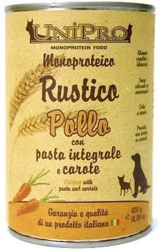 Unipro Rustico Pollo Pasta Integrale Carote Cibo Cane Adulto Barattolo 400g-2