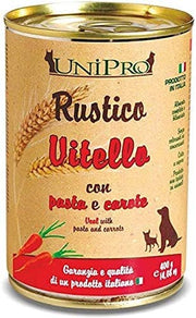 Unipro Rustico Vitello Pasta Integrale Carote Cibo Cane Adulto Barattolo 400g-2