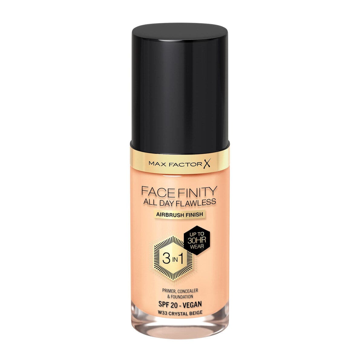 Max Factor Fondotinta Facefinity All Day Flawless 3In1 W33 Crystal Beige 30ml-1