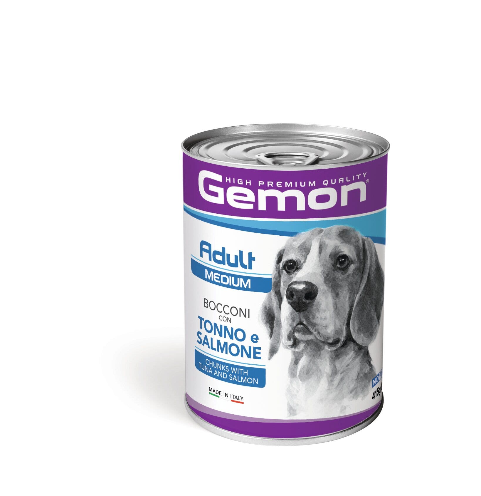 Gemon Bocconi Tonno E Salmone Cibo Umido Cani Adulti Taglia Media Barattolo 415g-2