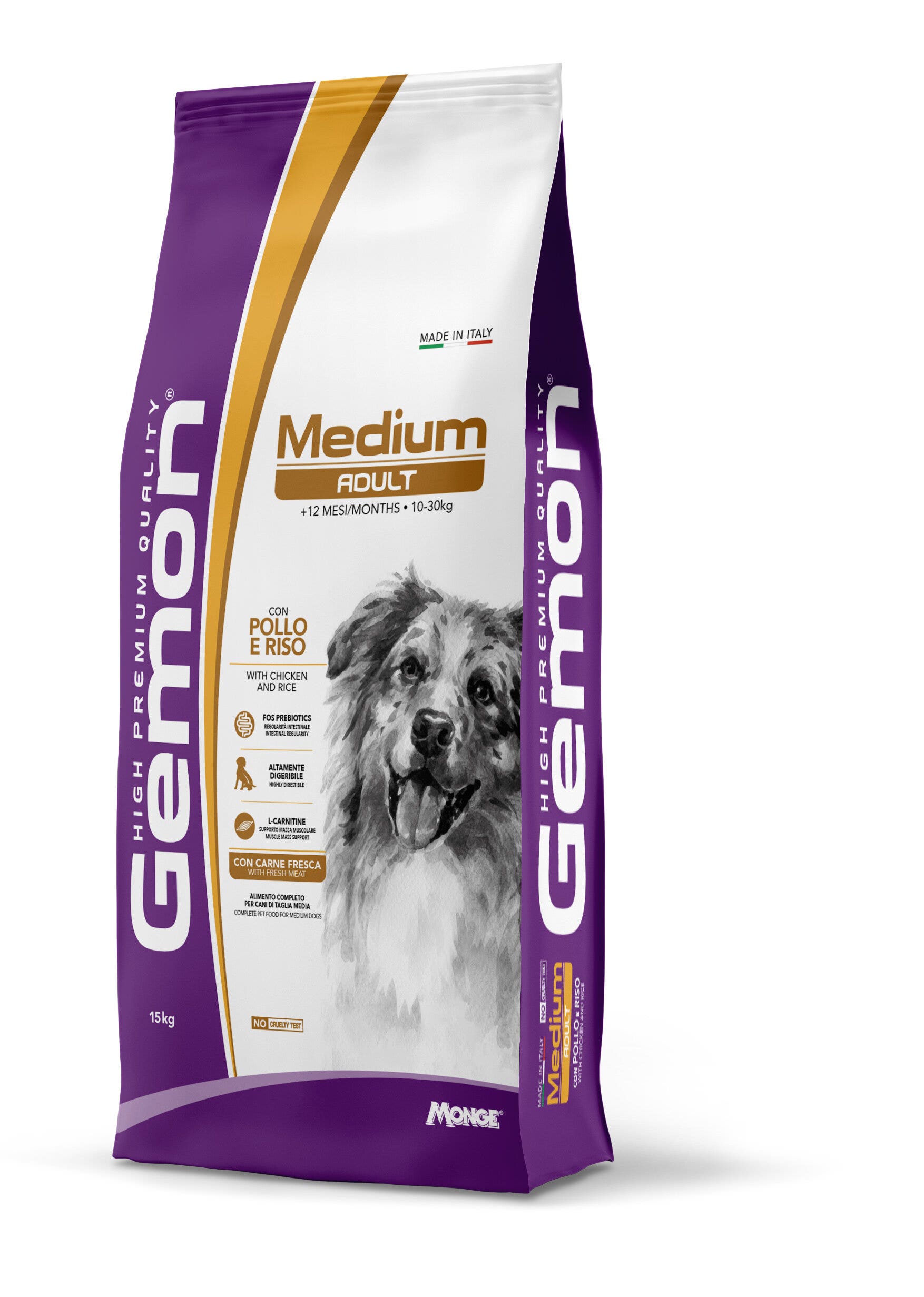 Gemon Pollo e Riso 15kg - Alimento Secco per Cani di Taglia Media-2