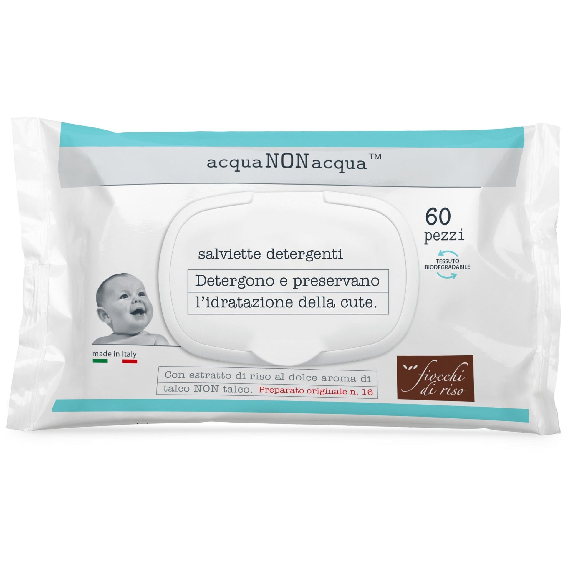Fiocchi Di Riso Acqua Non Acqua Salviette Detergenti 60 Pezzi  - 2