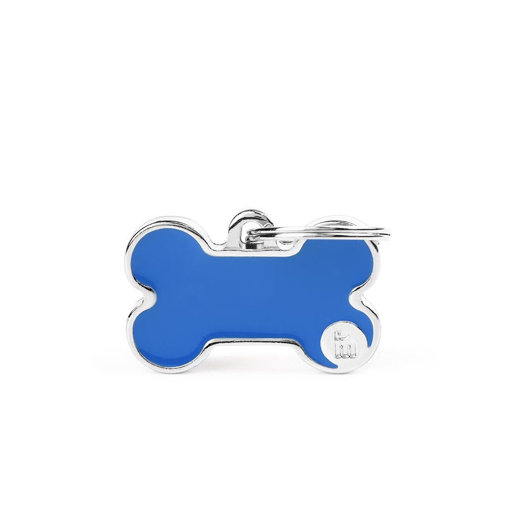 Medaglietta Per Cani E Gatti Personalizzata Osso Piccolo Blu-1