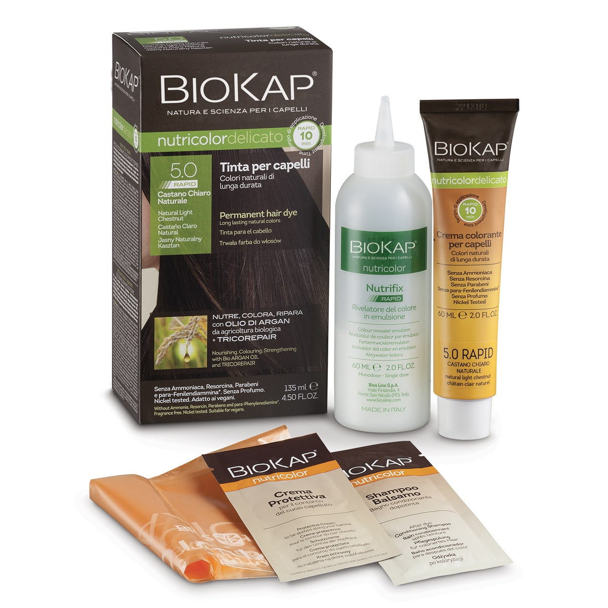 Biokap Nutricolor Delicato Rapid 4.05 Castano Cioccolato 135ml  - 1