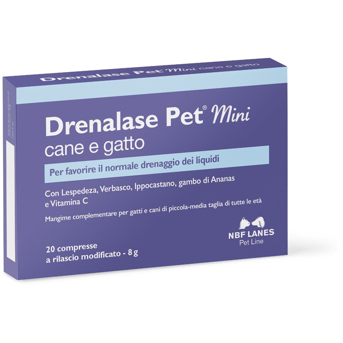 Drenalase Pet Mangime Complementare Drenaggio Per Cani/Gatti Taglia Mini  20 Compresse-1