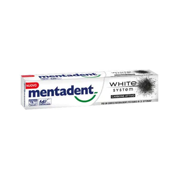 Mentadent Dentifricio White System Charcoal 75ml  - 1
