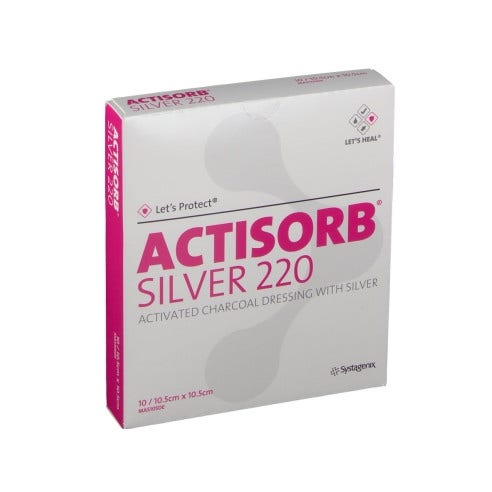 Medicazione In Carbone Attivo Actisorb Silver 220 10,5x10,5 10 Pezzi  - 1