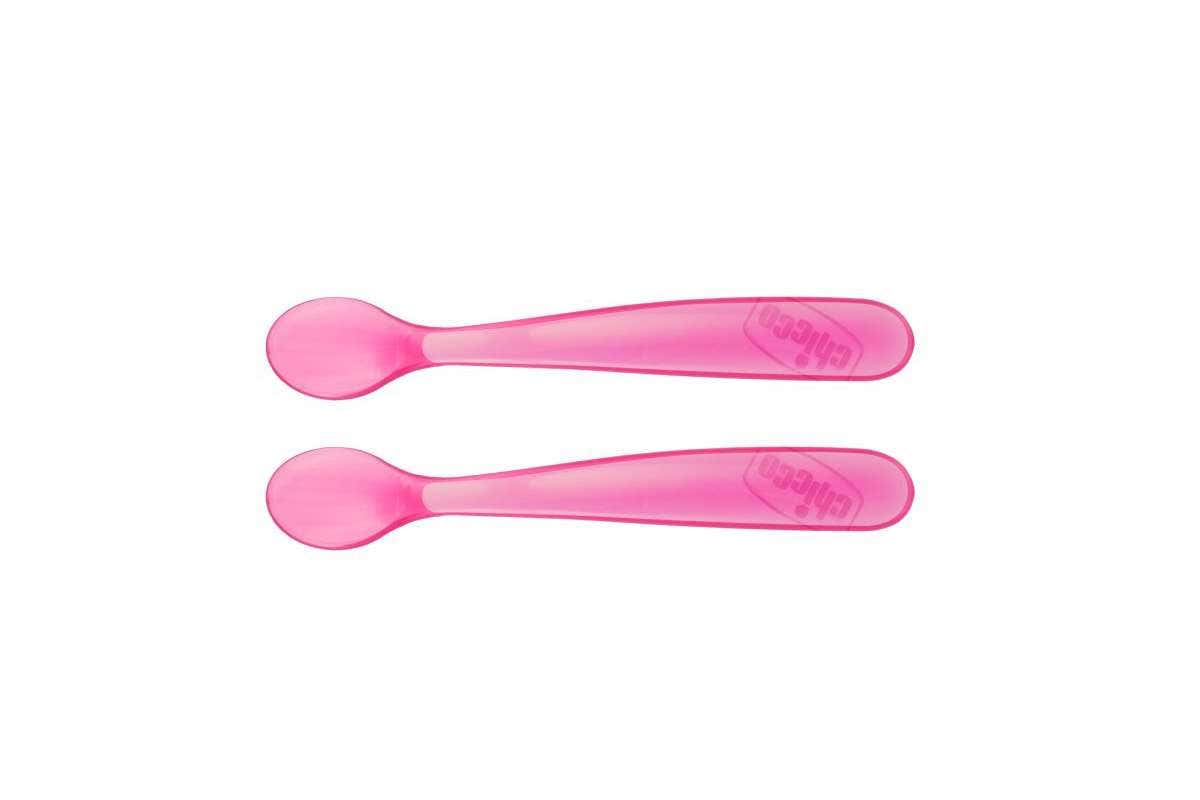 Chicco Cucchiaio Silicone 6m+ Girl 2 Pezzi  - 1