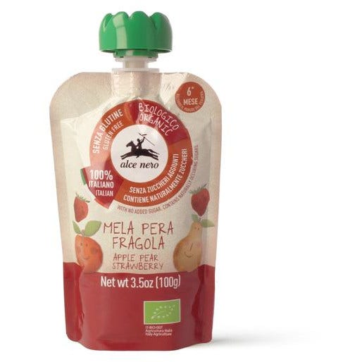 Alce Nero Baby Food Bio Purea Di Mela/Pera/Fragola 6Mesi+ 100g  - 2
