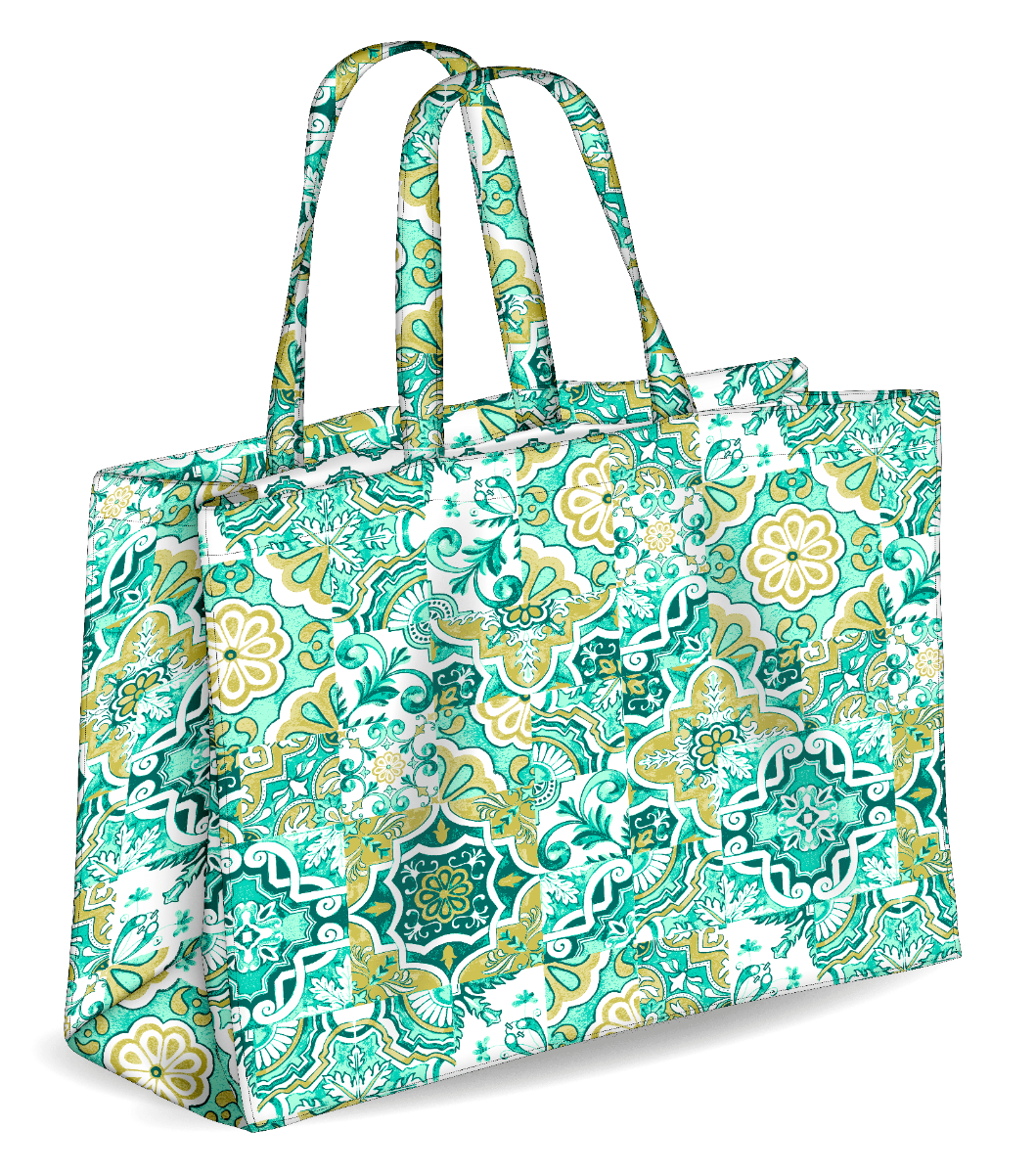 Colors Tote Borsa Mare Reversibile Colore Verde-2